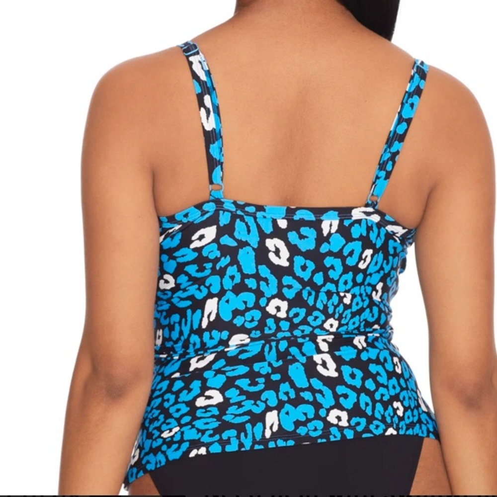 Coco Reef Enrapture Bra Sized Wrap Underwire Tankini Top - Antibes Leopard NWT - Picture 3 of 7